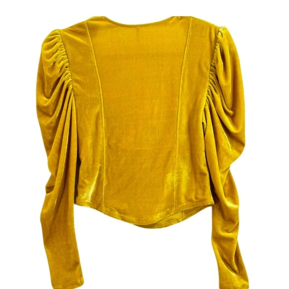 Y2k Free‎ people Babydoll Milkmaid Womens size Large Velvet Fairygrunge Puff Top - Picture 11 of 12